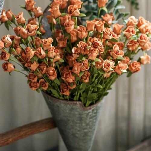 Artificial Plants Home Decor Vintage Emulational Rose Flower Foam Christmas Wedding Artificial Flower Home Floral Ornaments