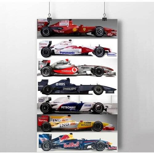 Teak Wood Scrolls Painting FORMULA 1 F 1 Race Racing Sport Cars Wall Art Posters Canvas Prints For Living Room Decor