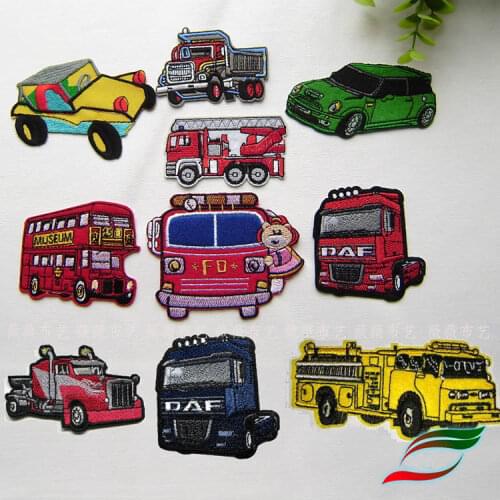 Large truck truck engineering truck fire truck double bus back adhesive tape D203 embroidery clothes patch hole