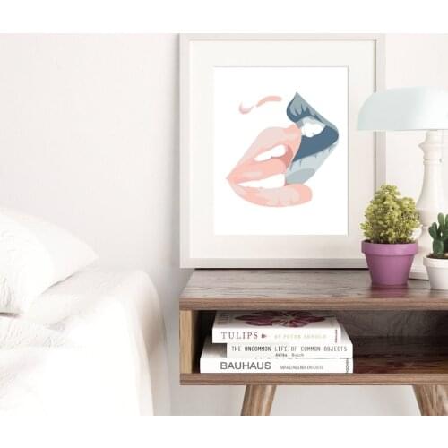 Fashion Decor Lips Wall Art Canvas Print , Abstract Art Lips Poster Canvas Painting Wall Picture Dorm Bedroom Romantic Decor