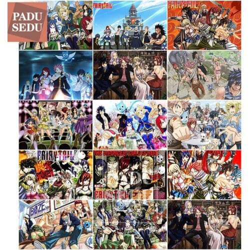 Cartoon Fairy Tail 5D Diamond Painting Posters Anime Crystal Full Drill Square Daimond Mosaic Embroidery Decoration Home Bedroom