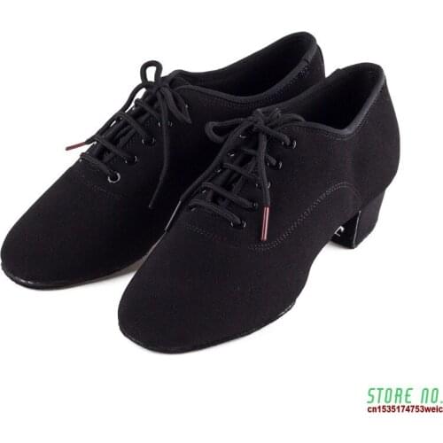 Genuine Men shoes Latin Dance Shoes Adult two point Soles Teacher Shoes Soft base Dance shoes male 417 Oxford Cloth Heel 4.5