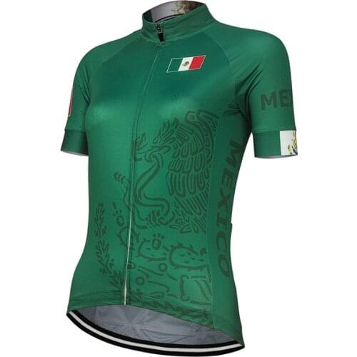 2021 Mexico New Green Cycling Jersey Women Customized Bike Road Mountain Race Short Tops Summer Cycling Clothing Breathable