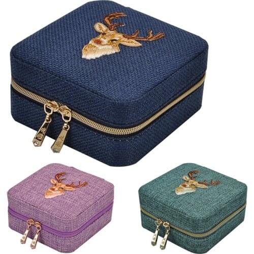 New Linen Box Multifunction Necklace Ring Earings Bracelet Storage Box Organizer Girl Gift