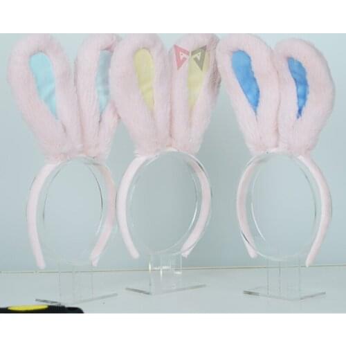 New Lolita Hairbands Hand Made Rabbit Ears Pink Color Hairhoop For Stage Game Party Costume Accessories