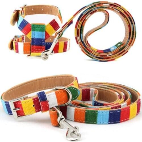 Dog Collar for Dogs Puppy Collar Striped Colorful Canvas Dog Collars Chihuahua Leash Rope for Dogs Pet Harness Pet Products