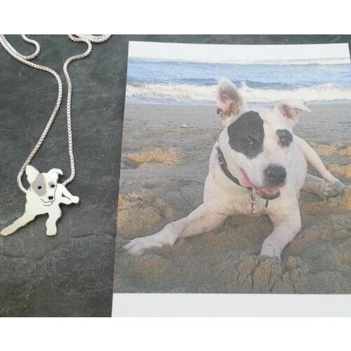 Custom Pitbull Dog Necklace, Your Pet Pendant, Cat silhouette Memory Jewelry Keepsake Memorial Gift