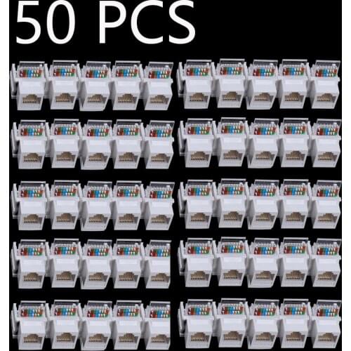 50pcs Tool-free CAT5E UTP network module RJ45 connector Information socket Computer Outlet cable adapter Keystone Jack FOR AMP