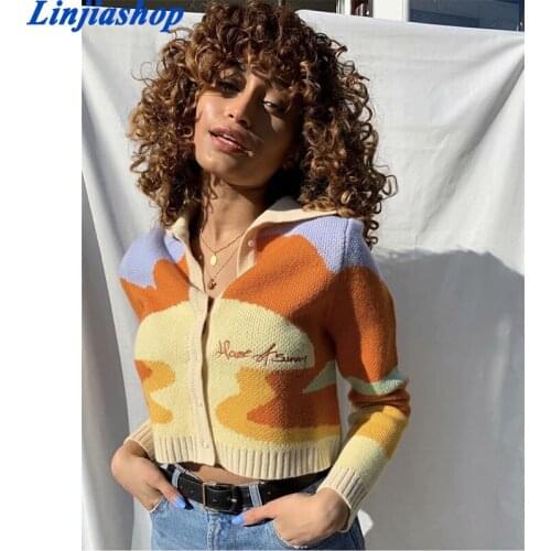 Super chic autumn winter sweaters embroidery single breasted long sleeves knitted cardigan sweater boho knitwear coat