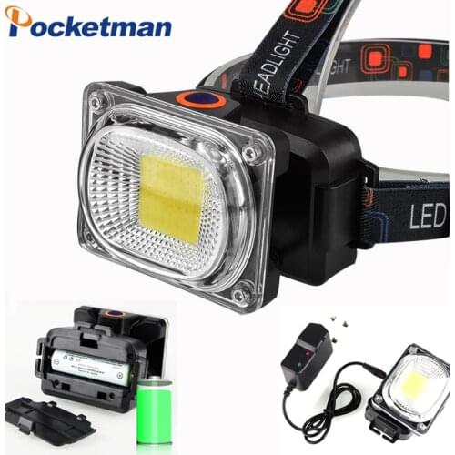 10000 Lumen COB LED Headlight Headlamp DC Rechargeable Head Lamp Torch 3-Mode 18650 Battery Waterproof Hunting Fishing Lighting