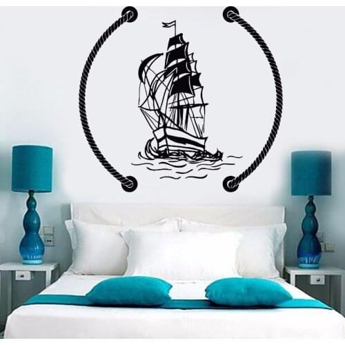 Ship Style Wall Decal Sea Boat Vinyl Wall Sticker Removable Wall Art Poster Sea Boat Sailor Nautical Marine Art Stickers AY805
