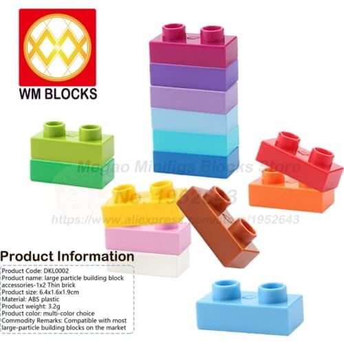 WM Blocks 10 Pcs/lot Large Particle 1×2 Compatible Bricks DKL0002 Multi-color ABS Plastic Building Blocks Toys For Children Kids
