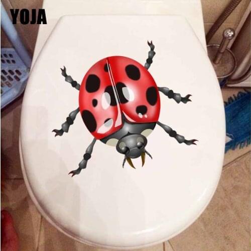 YOJA 22.3X18.9CM Creative Home Decor Wall Sticket Toilet Seat Decal Cartoon Coccinella Septempunctata T5-1082