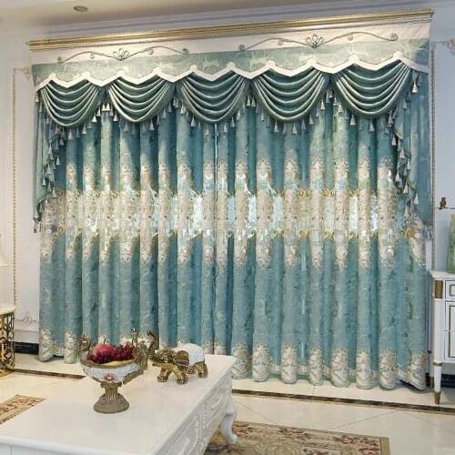 Luxury High Curtains for Living Dining Room Bedroom Quality Light Chenille Embroidered High Shade Curtain Simple European Window
