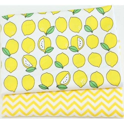 Yellow Lemon Wave Printed Twill Cotton Fabric diy sewing baby cloth Quilting kids bedding textile Patchwork Fabric diy tecido