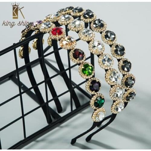 2020 New Arrivals Summer Design Shiny Crystal Headbands for Woman Vintage Baroque Geometric Rhinestone Bridal Wedding Hair Band