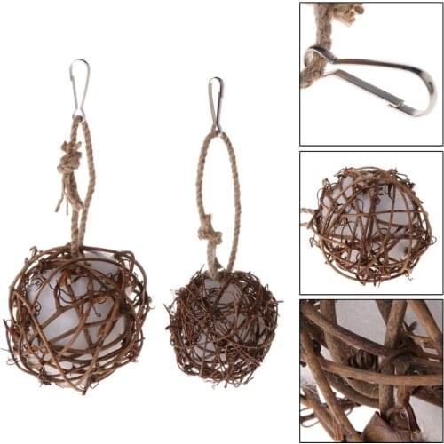 3Pcs Bird Chewing Toys Beak Griiding Willow Branches Rattan Balls Foraging Activity Bite Molar Toy for Parrot Macaw Parakeet C42