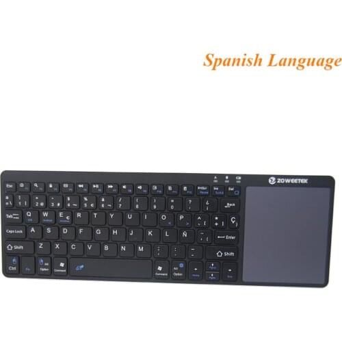 Zoweetek K12BT-1 ultra Slim Wireless Hebrew Spanish Bluetooth keyboard with Multi-Touchpad for PC IOS