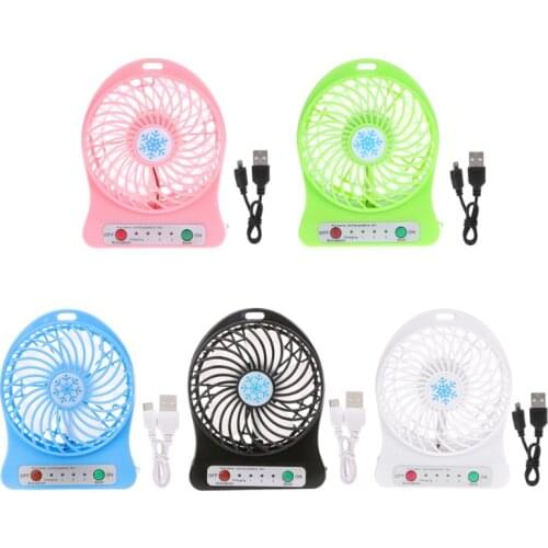 1PC High Quality Portable LED Light Fan Summer Air Cooler Mini Desk Rechargeable Fan Third Gear Wind USB Fan 5 Colors