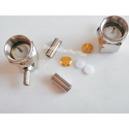 10Piece F Male Crimp For RG174 RG179 RG316 RG188 Cable Right Angle RF Connector