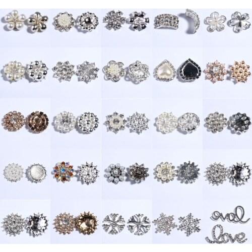 20/50/120pcs Pearl Rhinestone Flatback Button For Baby Girls Hair Flower Centerpieces Shoes Clothing Scrapbooking Accessories
