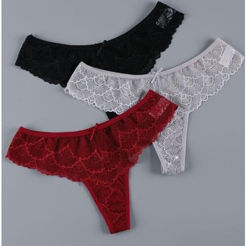 3Pcs Lace Panties Sexy Thongs G String Hot Sexy Transparent Underwear for Women Hollow Out Seamless Briefs Lingerie Underpants