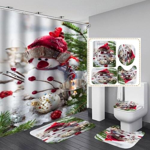 3D Shower Curtain Four Sets Digital Printing Holiday Party Multiple Styles Bathroom Decoration Add Festival Atmosphere