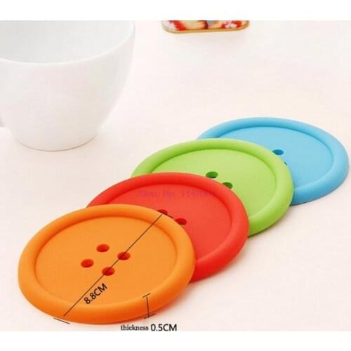 500pcs Colorful Silicone Cup mat Cute Colorful Button Cup Coaster Cup Cushion Holder Drink Cup Placemat Mat Pads Coffee Pad