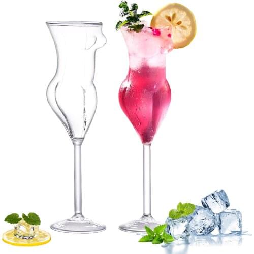 Naked Women Cocktail Glass Set of 2,Creative Unique Sexy Beauty Body Shaped Cup Whiskey Wine Glass Champagne Goblet for Home