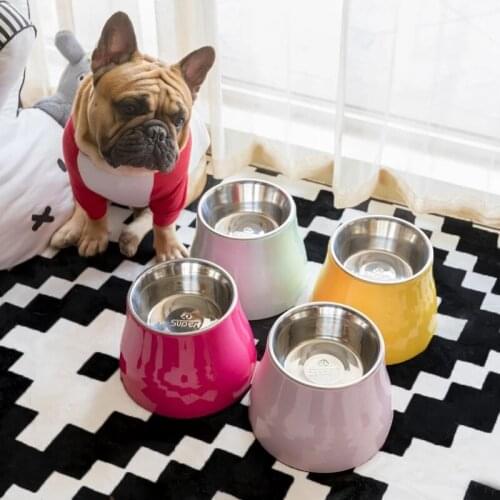 High Foot Candy Color Bowl Pets Drinking Water Bucket Special Purpose Stainless Steel Pots Dog Platform Rice Convenient Large