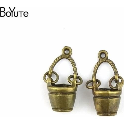 BoYuTe (60 Pieces/Lot) 22*11MM Vintage Style Antique Bronze Plated Metal Bucket Charms Pendant Diy Jewelry Findings