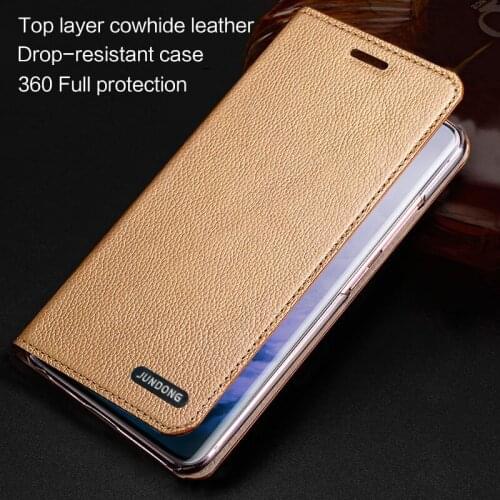 Genuine leather Phone Case For Oneplus 7 pro 7 6 6T 5 5t 7T Pro for One plus 7T 7 Pro case Cowhide Litchi Texture Thin Cover