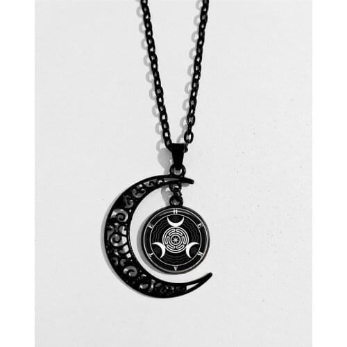 Black Moon HECATE Sigil Necklace, Ancient Greek Goddess Jewelry, Hecate Pendant