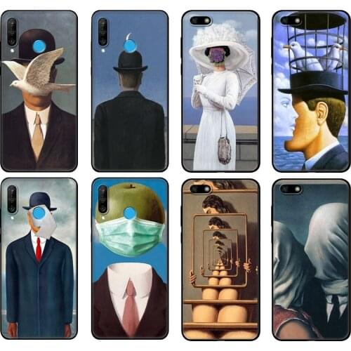 Black tpu Case For Huawei Honor 20 Lite 10 10i 20S 30S 30 Case Honor 7A 5.45 7s 7C 5.7 Case Cover Rene Magritte