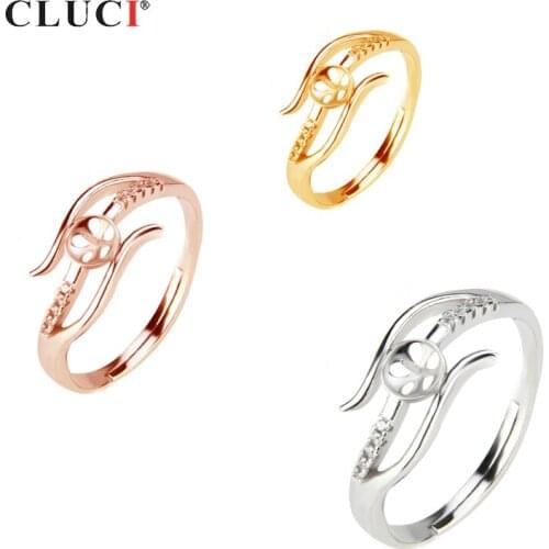 CLUCI Romantic Ring Adjustable Bague Bijoux Sterling Silver Female Wedding Ring Accessory with 12 zircons jewelry diy SR2068SB
