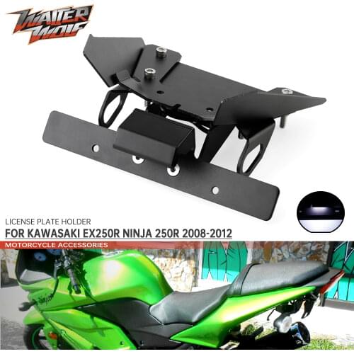 License Plate Holder Frame Bracket With LED Light For KAWASAKI EX250R NINJA 250R 2008-2012 Motorcycle Black Tail Tidy Fender