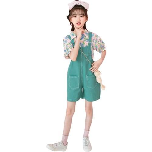 Girls Baby Clothes Summer Baby Girls Romper Cute Girls Floral Print Short Sleeve Overalls Suit Cotton 2pc Baby Sets