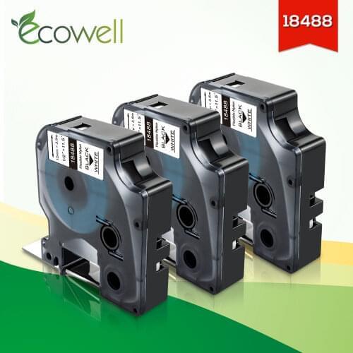 Ecowell 3pk 12mm 18488 Industrial Tape Compatible for Dymo Rhino Flexible Nylon Label Tape for Dymo label maker 5000 6000 4200