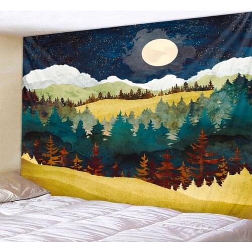 Abstract mountain art painting tapestry sunset mountain forest hippie mandala tapestry landscape home decoration wall hanging