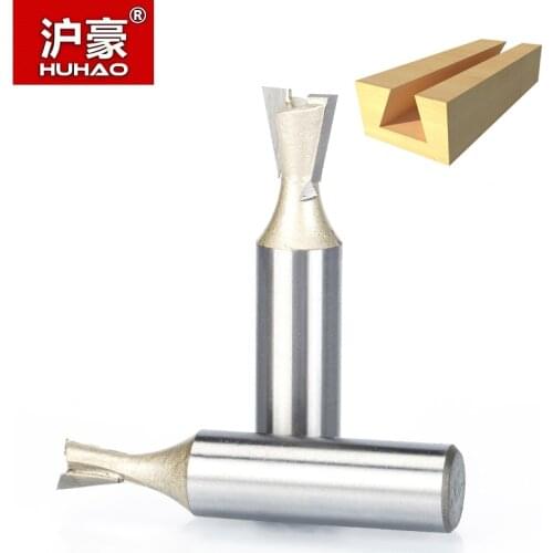 HUHAO 1pc 1/2" 1/4" Shank Wood Cutter Dovetail Bits 2 Flute Router Bits For Wood Tungsten Carbide Engraving Tool Milling Cutter