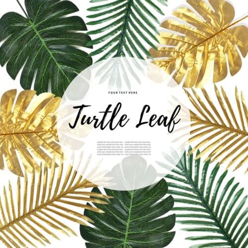 4pcs/lot Artificial Plant Leaf Green Leaves Fake Plants Hawaii Party Wedding Birthday Decorations Turtle Back Leaf Hawaiian