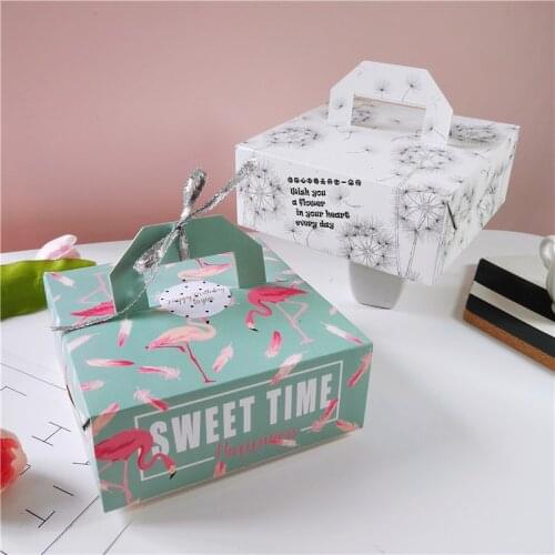 Flamingo Pattern Candy Cookies Gift Box Mooncake Nougat Chocolate Dessert Box Wedding Party Favors Portable Decorations Boxes
