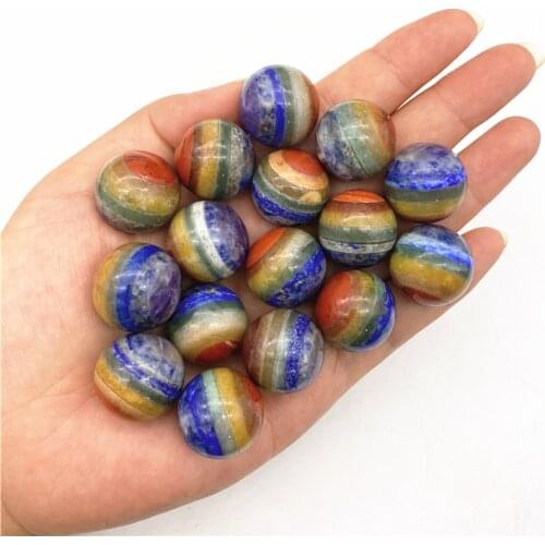 Beautiful 1pcs 20mm Natural 7 Chakra Quartz Crystal Sphere Ball Shaped Healing Gemstone Polished Natural Quartz Crystals
