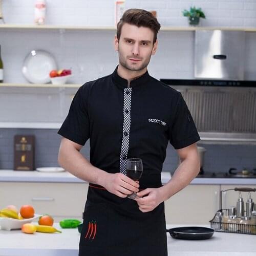 Summer Design Chef Jecket Restaurant Hotel Coffee Bar Workwear Kitchen Short Sleeve Chef Uniform Cook Top Work Uniform B-6597