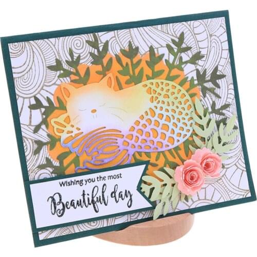 Sleeping Cat Metal Cutting Dies Stencil for DIY Scrapbooking Album Paper Cards Decorative Crafts Embossing Die Cuts Template