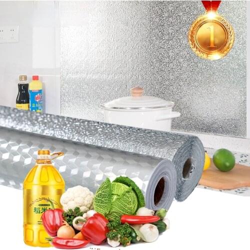 Multi-Size Kitchen Oil-proof Waterproof Stickers Aluminum Foil Kitchen Stove Cabinet Self Adhesive Wall Sticker DIY Wallpaper