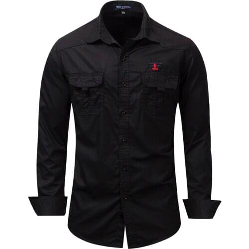 2020 New Military Style Fashion Shirt Man Full Sleeve Solid Color Business Shirt Men Casual Tops Streetwear Camisa Masculina,116