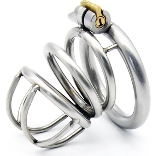 Stainless Steel Male Chastity Device Cock Cage Penis lock Cock Ring Sex Toy Adult Game Chastity Belt A231-2