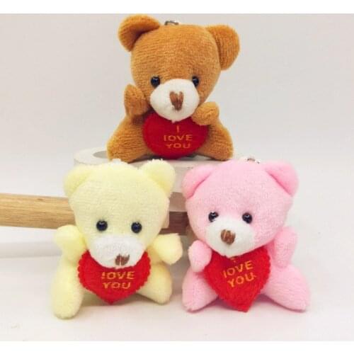 6CM I Love You Bear Stuffed Plush Toy Holding LOVE Heart Soft Gift for Valentine Day Birthday Girls' Brinquedos Keychain