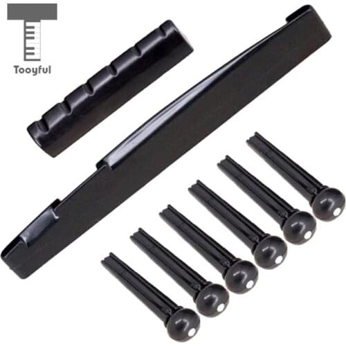 Tooyful Set of Professional Guitar Bone Bridge Pins Saddle Nut Kit for Acoustic Guitar Parts Guitarist Tools Instrument Parts
